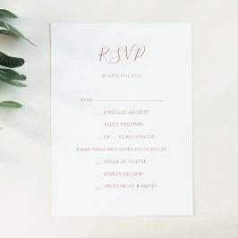 Placa RSVP de Escolha de Menu Dourado Elegante Sim