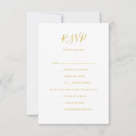 Placa RSVP de Escolha de Menu Dourado Elegante Sim