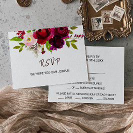 Placa Rsvp De Escolha De Menu Floral Simples Do Bu