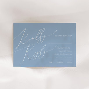 Placa RSVP de Escolha do Menu Azul do Script Boho 