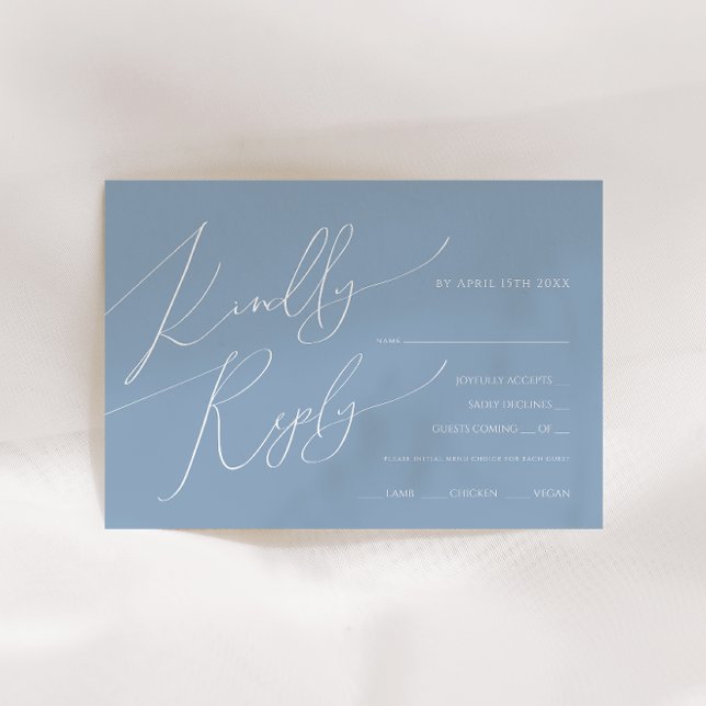 Placa RSVP de Escolha do Menu Azul do Script Boho  (Criador carregado)