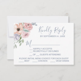 Placa RSVP de Escolha do Menu Dusty Rosa Florals