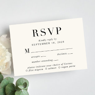 Placa RSVP de Escolha do Menu Elegante Cream