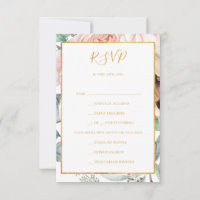 Placa RSVP de Escolha do Menu Floral do Elegante B