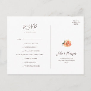 Placa RSVP de Escolha do Menu Floral Laranja Burgu