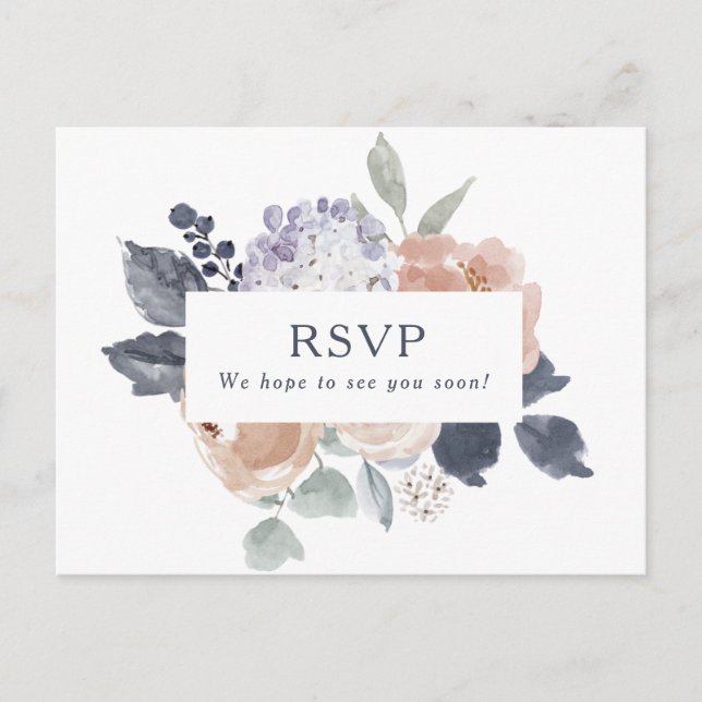 Placa RSVP de Escolha do Menu Floral Russo Simples (Frente)