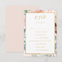 Placa RSVP de Escolha do Menu Pastel do Jardim Flo