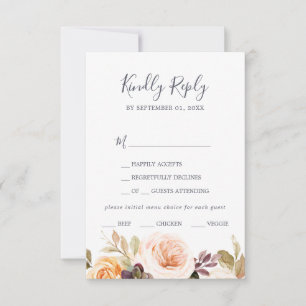Placa RSVP de Escolha do Menu Rustic Earth Florals