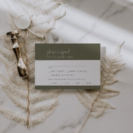 Placa RSVP de Escolha do Menu Verde de Chic Modern