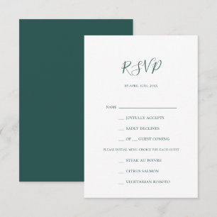 Placa RSVP de Escolha do Menu Verde Escuro
