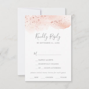 Placa RSVP de Escolha do Menu Watercolor rosa Dour