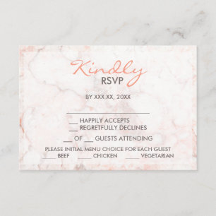 Placa RSVP de Escolha do Menu White Rose Marble