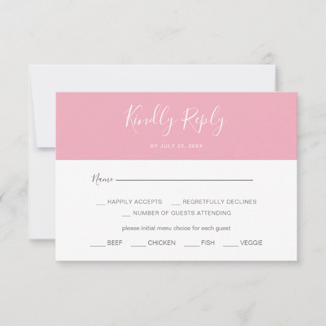 Placa RSVP de Escolha Simples de Menu Horizontal R (Frente)