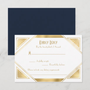 Placa RSVP de Excelente chic Elegante Gatsby Art D