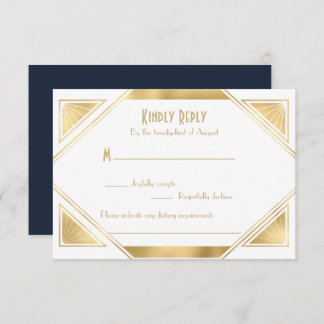 Placa RSVP de Excelente chic Elegante Gatsby Art D