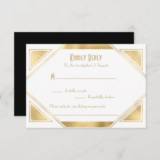 Placa RSVP de Excelente chic Elegante Gatsby Art D