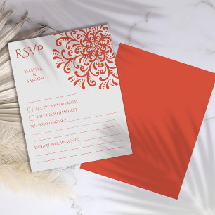 Placa RSVP de Farinha Vermelha Laranja Whimsical