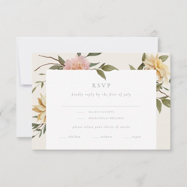 Placa RSVP de Florais Selvagens com Escolha de Ent (Frente)