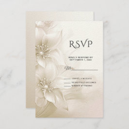 Placa RSVP de Flores Brancas Elegantes de Marfim