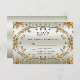 Placa RSVP de Flores do Ornamentado do ouro