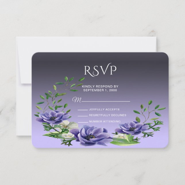 Placa RSVP de Flores Puras de Aquarela (Frente)