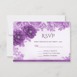 Placa RSVP de Flores Roxas