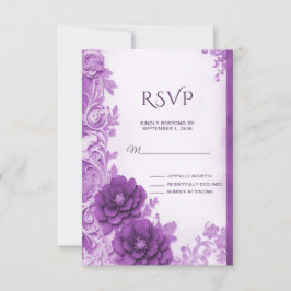 Placa RSVP de Flores Roxas