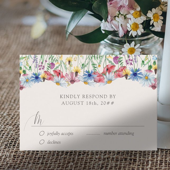 Placa RSVP de Flores Russas para Casamento de Flor (Wedding RSVP with editable response date deadline)