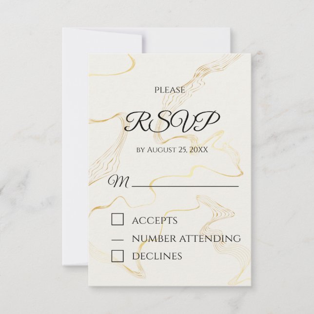 Placa RSVP de Folha Ouro Minimizada | Casamento el (Frente)