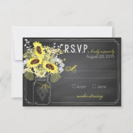 Placa RSVP de Girassóis e Chalkboard