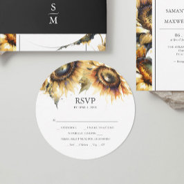Placa RSVP de Girassol/Girassol Redonda Convites e