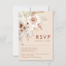 Placa RSVP de Grass Boho Pampas Minimalista