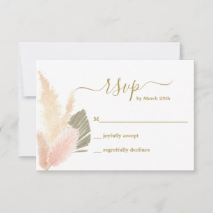 Placa RSVP de Grass Pampas Boho Blush