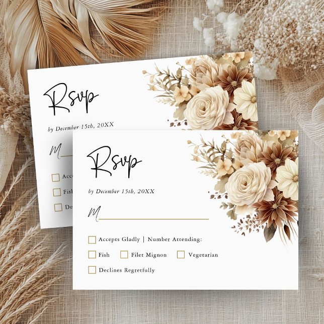 Placa RSVP de Hemorragia Floral Neutral Rustic Boh (Criador carregado)