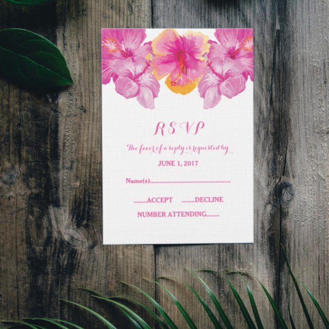 Placa RSVP de Hibiscus Bruta (Brushed Hibiscus Wedding RSVP Card)