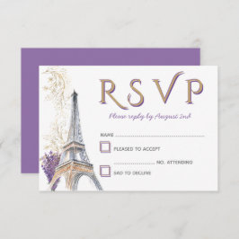 Placa RSVP de Lavanda Francesa da Torre Eiffel Par
