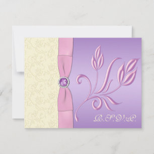 Placa RSVP de lavanda, rosa e marfim