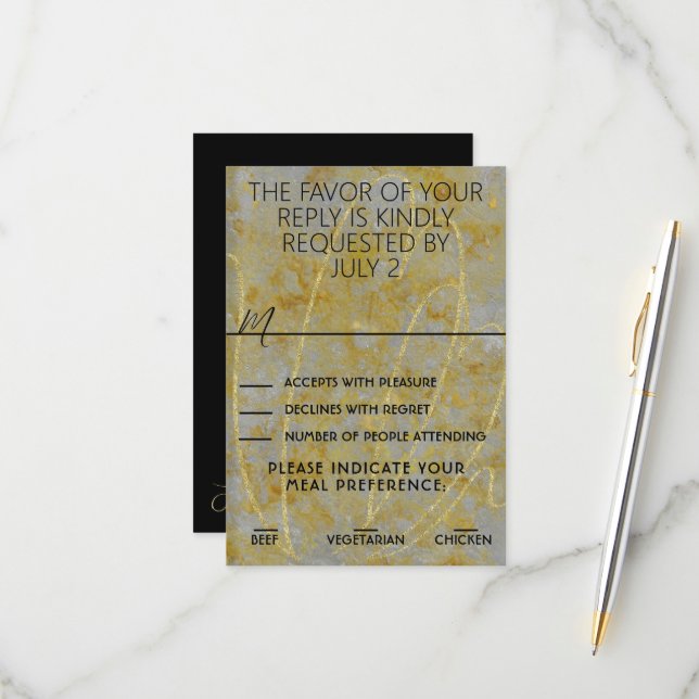 Placa RSVP de Lining de Silver de Casamento (Frente/Verso In Situ)