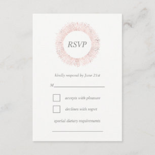 Placa RSVP de monograma de rosa ouro Elegante