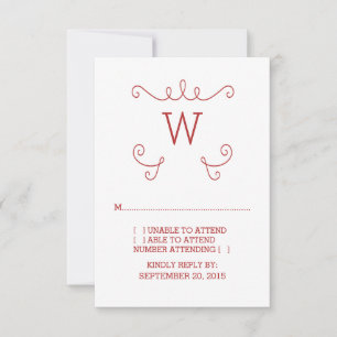 Placa RSVP de Monograma Vermelho Faro