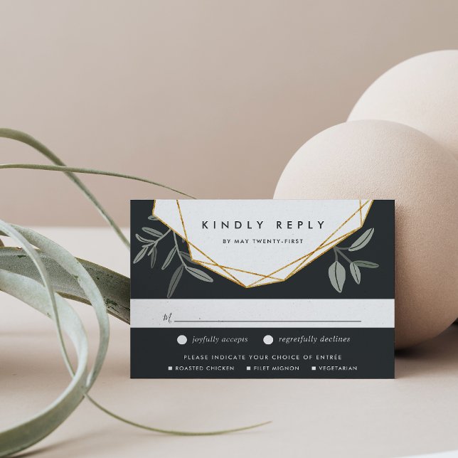 Placa RSVP de Olive Leaf com Opções de Entrada (Criador carregado)
