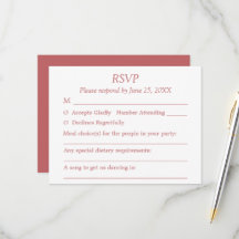 Placa RSVP de Opções de Convidado Rosa Dusty Rosa