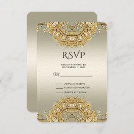 Placa RSVP de Ornamentado Dourado