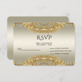 Placa RSVP de Ornamentado Dourado