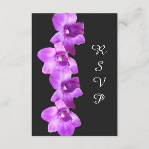 Placa RSVP de Orquídeas Roxas Elegante