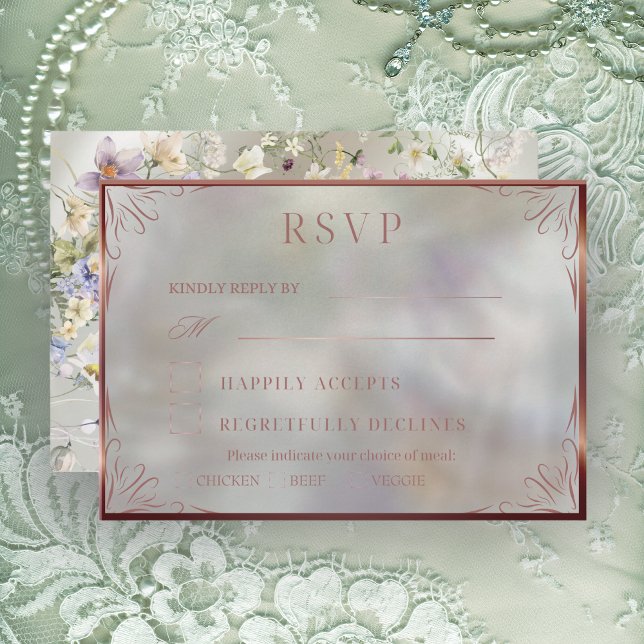 Placa RSVP de outono Floral Elegante (Criador carregado)
