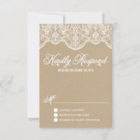 Placa RSVP de Papel Kraft Brocade Lace Faux