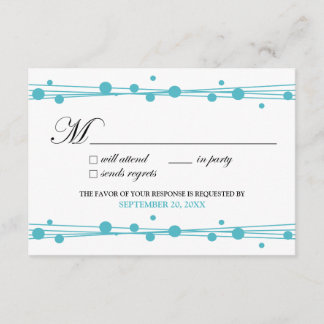 Placa RSVP de Pontos e Palha (branco/aqua)