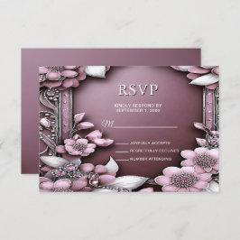 Placa RSVP de Quadro Floral Rosa