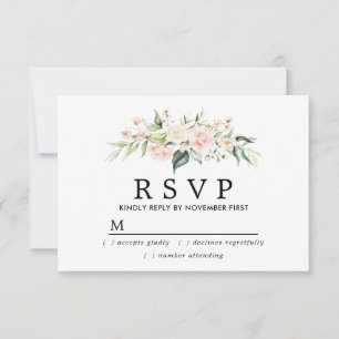 Placa RSVP de Quinceanera Floral Rosa-Blush Russo